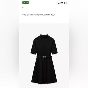 NWT ZARA stretch knit skater dress with built in belt